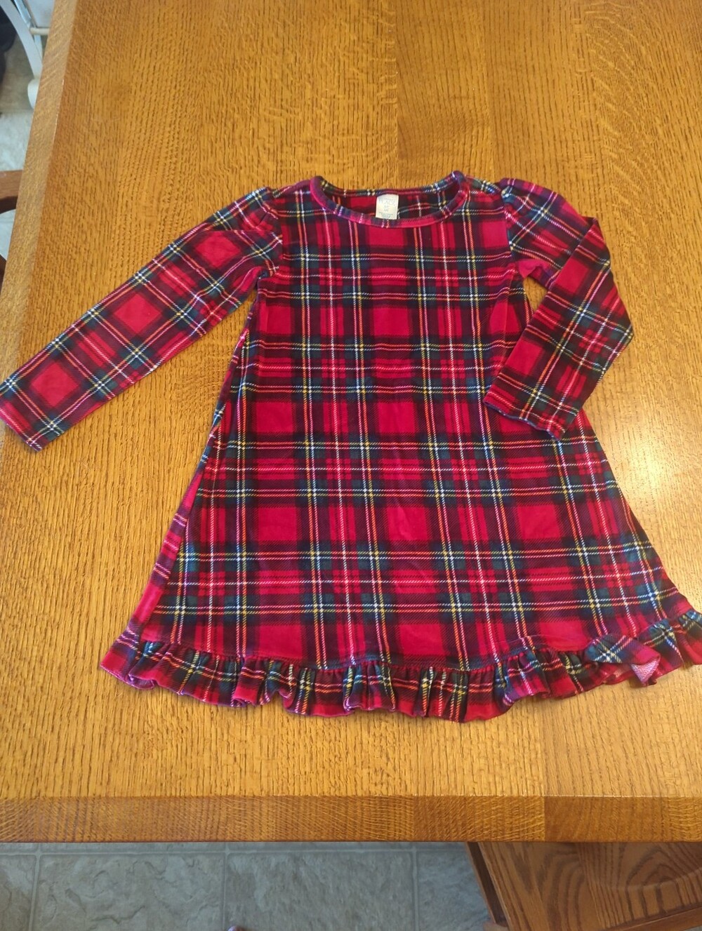 Children’s Place Night Gown Soft, Red Tartan Plaid│Ruffled Soft & Cozy │Size 5/6